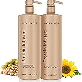 MOEHAIR Protein Infused Shampoo and Conditioner Set for Dry & Damaged Hair | Strengthens Hair Fiber | Sulfate & Paraben Free | Adds Shine, Softens & Hydrates Hair (32 Fl Oz)