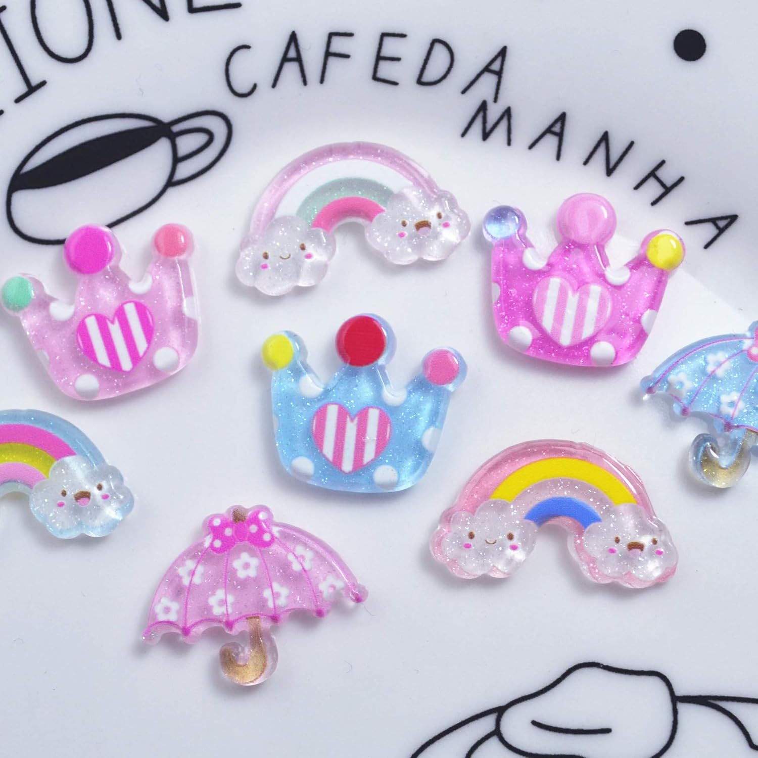 Kamas - Paraguas de resina con forma de corona de arcoíris para