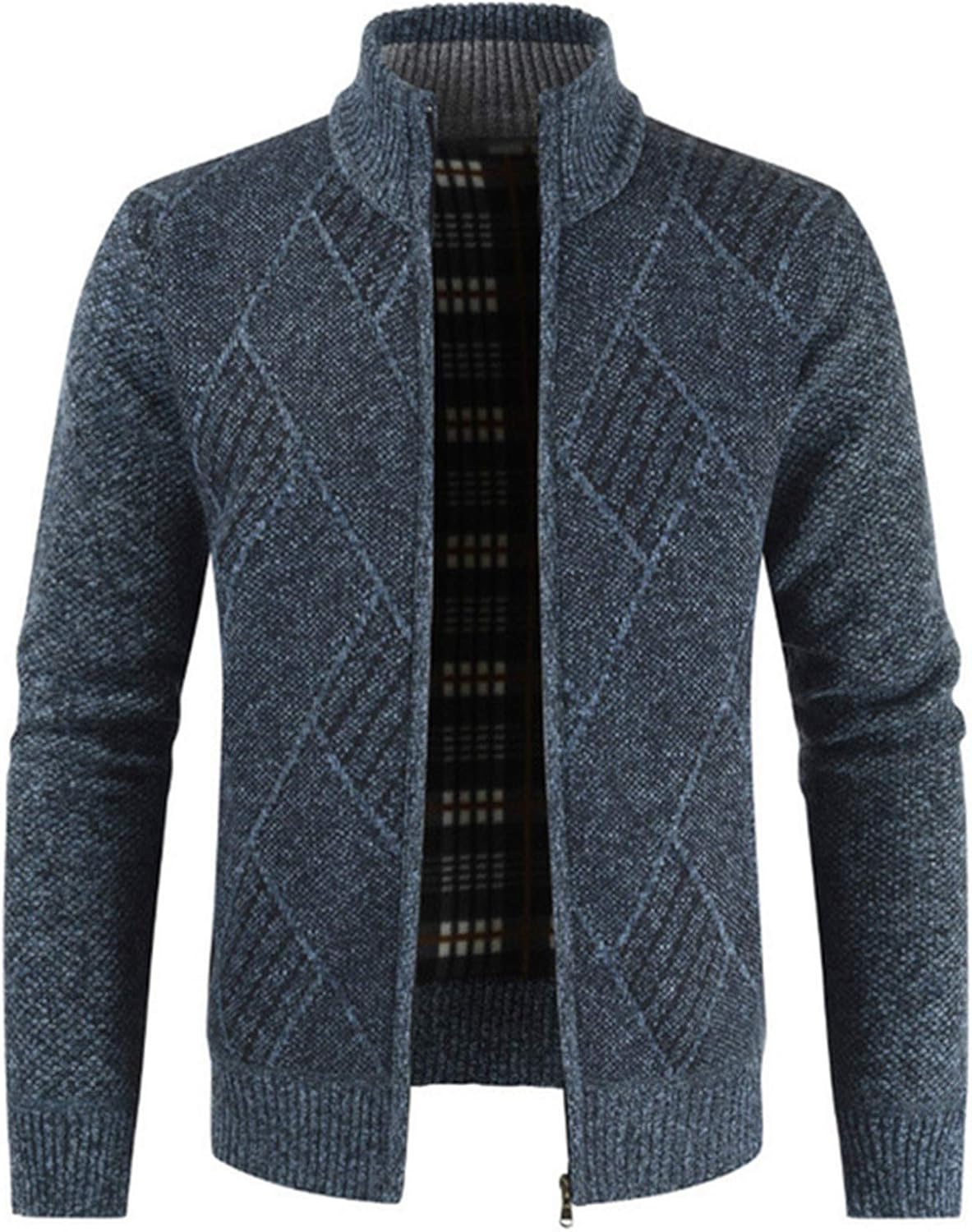 CáRdigan GeoméTrico para Hombre SuéTer Informal con Cremallera Y Cuello