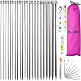 BCMRUN Knitting Needle Set, 22PCS 2mm(B)-8mm(L) Straight Single Pointed Stainless Steel Sweater Needles Set(11Pair-11 Size,9.