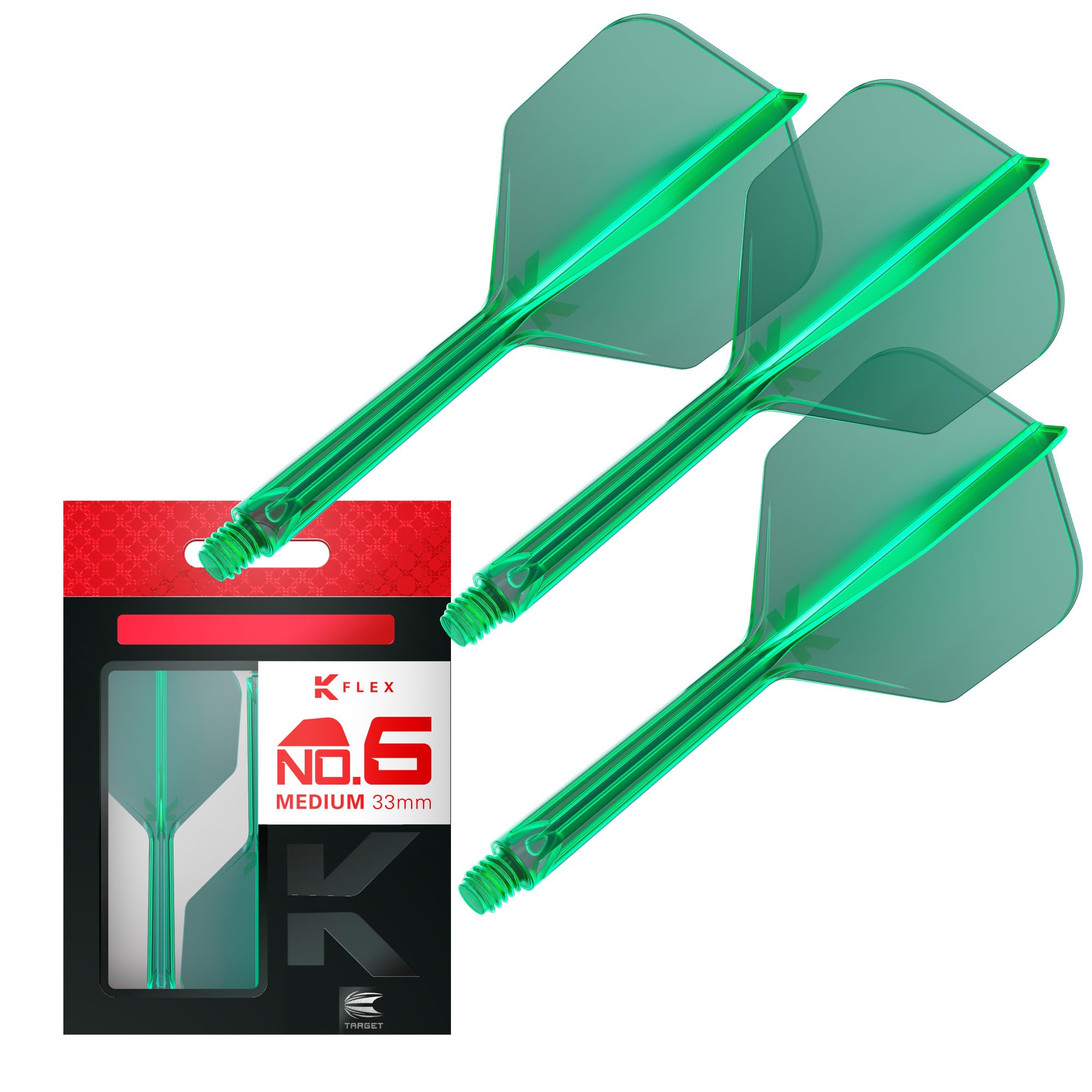 Target Darts K Flex Integrated Dart Flights And Shafts, No.6 Green (Medium) | Pack Of 3 K-Flex - No6, Kflex All In One Moulded Dart Flight & Stem | Professional Dart Accessories — image 1