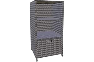 HOOYEAH Pool Towel Rack Outdoor, Waterproof PE Plastic Rattan Wicker Pool Storage Bins Storage Cabinet Organizer, Poolside Towel Caddy with Rolling Wheels for Hot Tub Spa Accessories,Grey