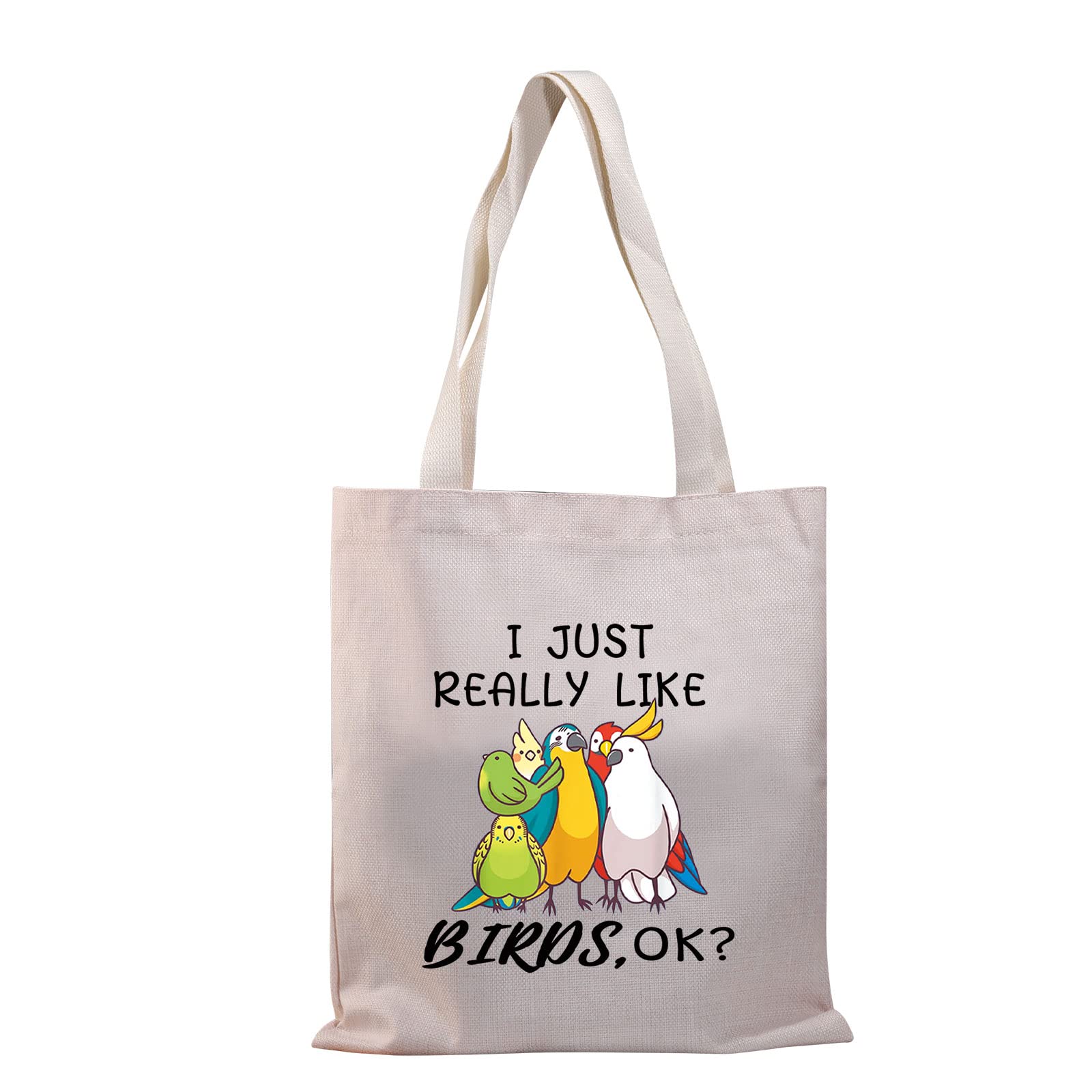 PLITI Parrots Lover Gift Parrot Tote Bag Bird Watching Gift i Just Really Like Birds Parrot Cockatoo Ornithologist Gift (Really like birds TGU)