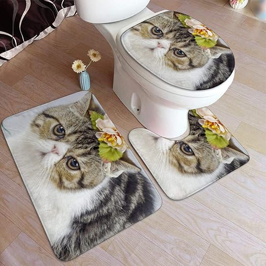 Amazon トイレマット セット 足ふきマット ねこ かわいい ねこ柄 バスマット 玄関マット 浴室マット 便座 ふた カバー 滑り止め 50 80cm 浴室足ふきマット ホーム キッチン オンライン通販