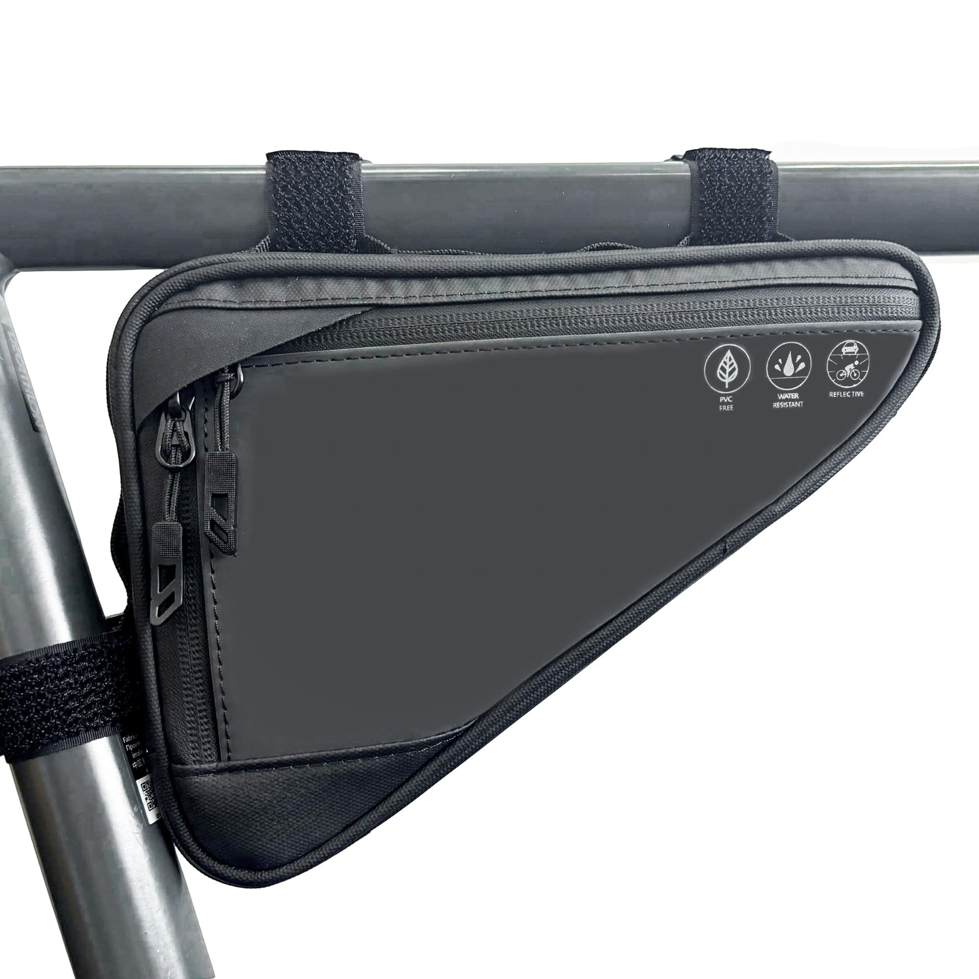Photo 1 of Danuosie Reflective Bike Frame Bag, Water-Resistant Bike Triangle Bag, Bicycle Tube Storage Pouch, Cycling Accessories for Phone, Wallet, Keys, Tools, Use for Mountain Road Bike Trip Commute Bicycle