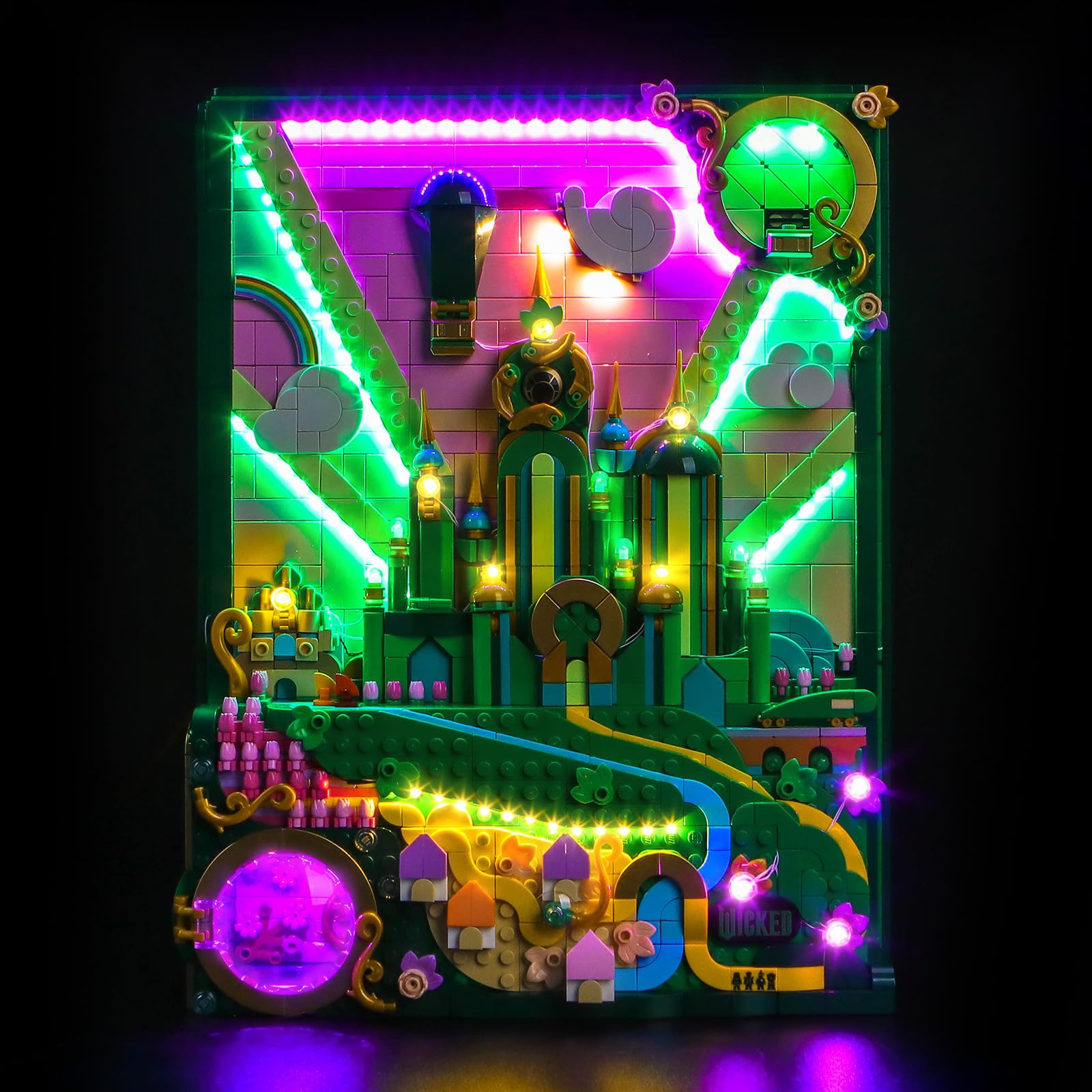 Light Kit Compatible with Lego 75685 Emerald City Wall Art (No Model), Decoration Lighting Set Compatible with Lego Emerald City Wall Art Building Blocks Model