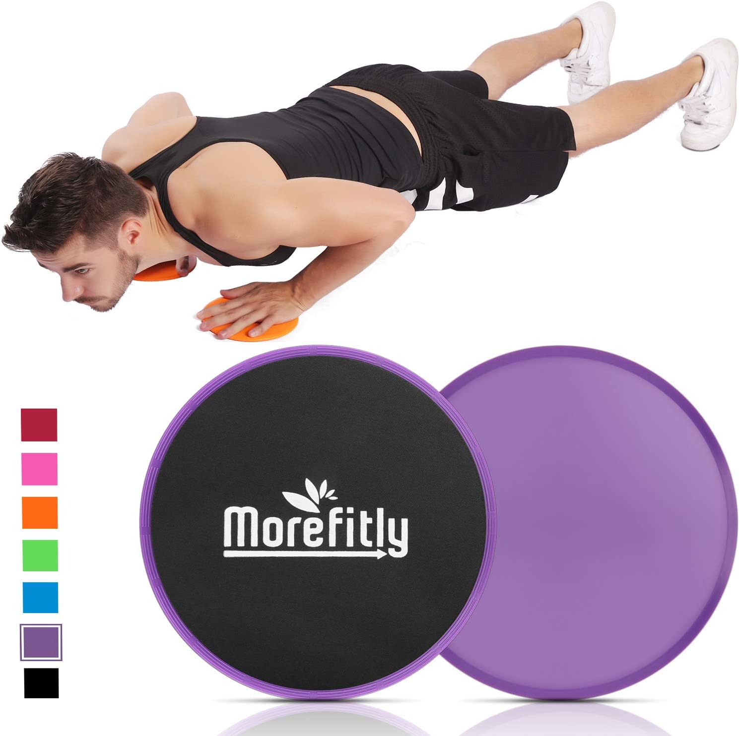 MOREFITLY Gliding Discs Core Sliders 2018 Design Full Body Workout Sliders Workout on Any Surface for Arms, Legs, Abdominal(Abs) and Back. Exercise Equipment for Yoga, Fitness, Exercise