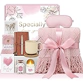 CuriBox Get Well Gifts for Women Self Care Gift Basket - Birthday Gifts for Women Spa Care Package - Sympathy Inspirational Valentines Day Gift Set for Her Mom Sister Friend Wife Girlfriend (Pink)