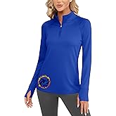 Cavva Women's Fleece Quarter Zip Pullover Running Shirt Thermal Long Sleeve Tee Athletic Workout Tops Thumb Hole