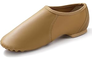 DWBH Jazz Shoe PU Leather Upper Girls and Boys Slip-on Circle Elastic Dance Shoes (Toddler/Little Kid/Big Kid)
