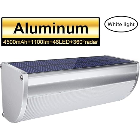 Licwshi Luz Solar Exterior 48 LED de Aleación de Aluminio Focos LED Solares con Sensor de