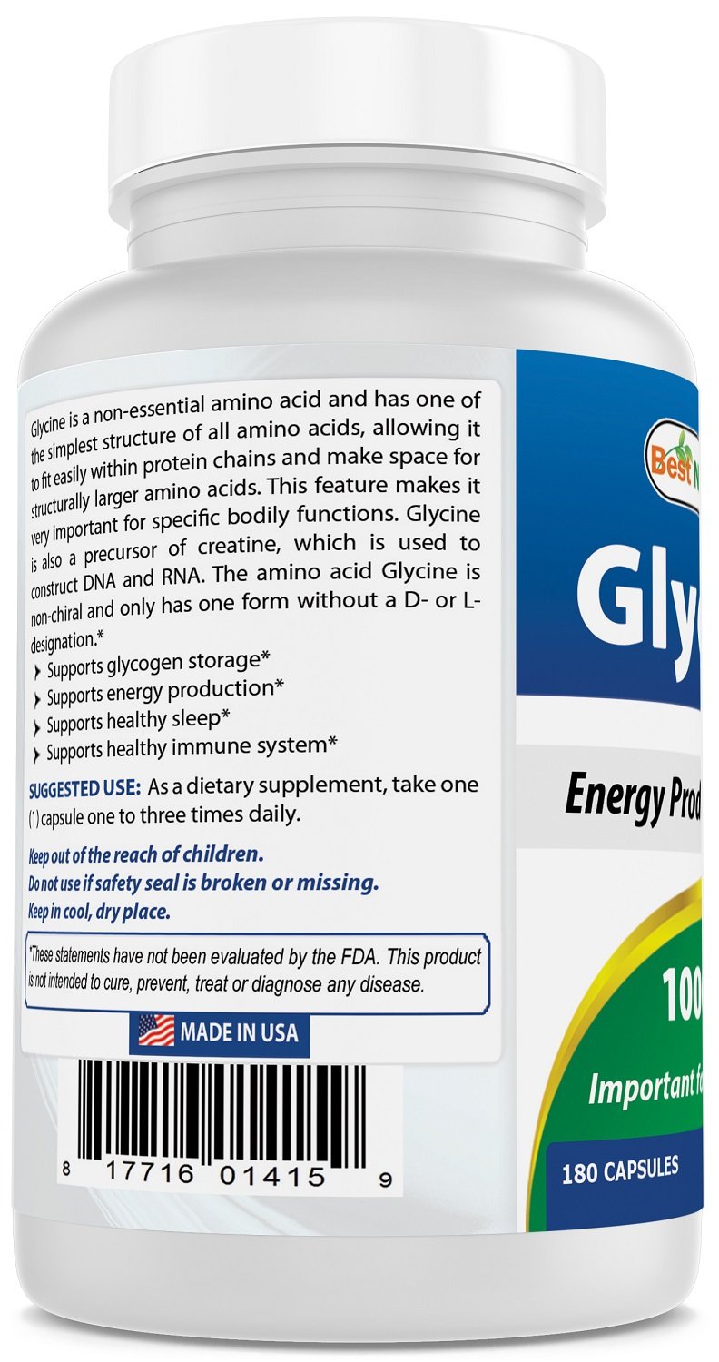 Best Naturals Glycine Supplement 1000 Mg for Energy Production, 180Count DailyNutriPlus LLC