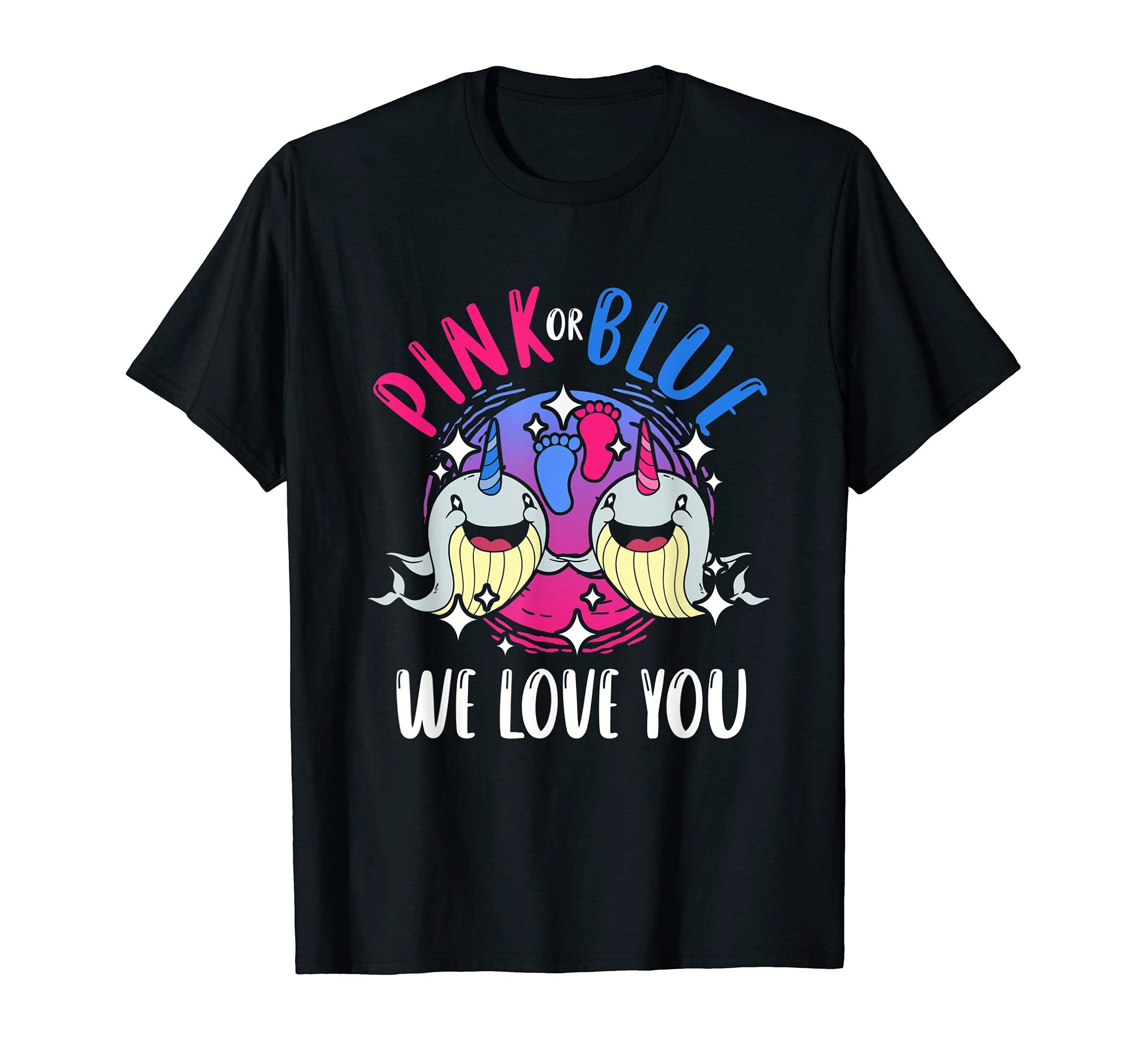 Pink Or Blue We Love You Baby Whales Gender Reveal T-Shirt