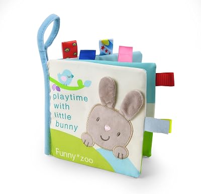 Vicloon Soft Toys Baby Bath Cloth Book 3D Animals Crinkle Tail Sensory Rabbit
