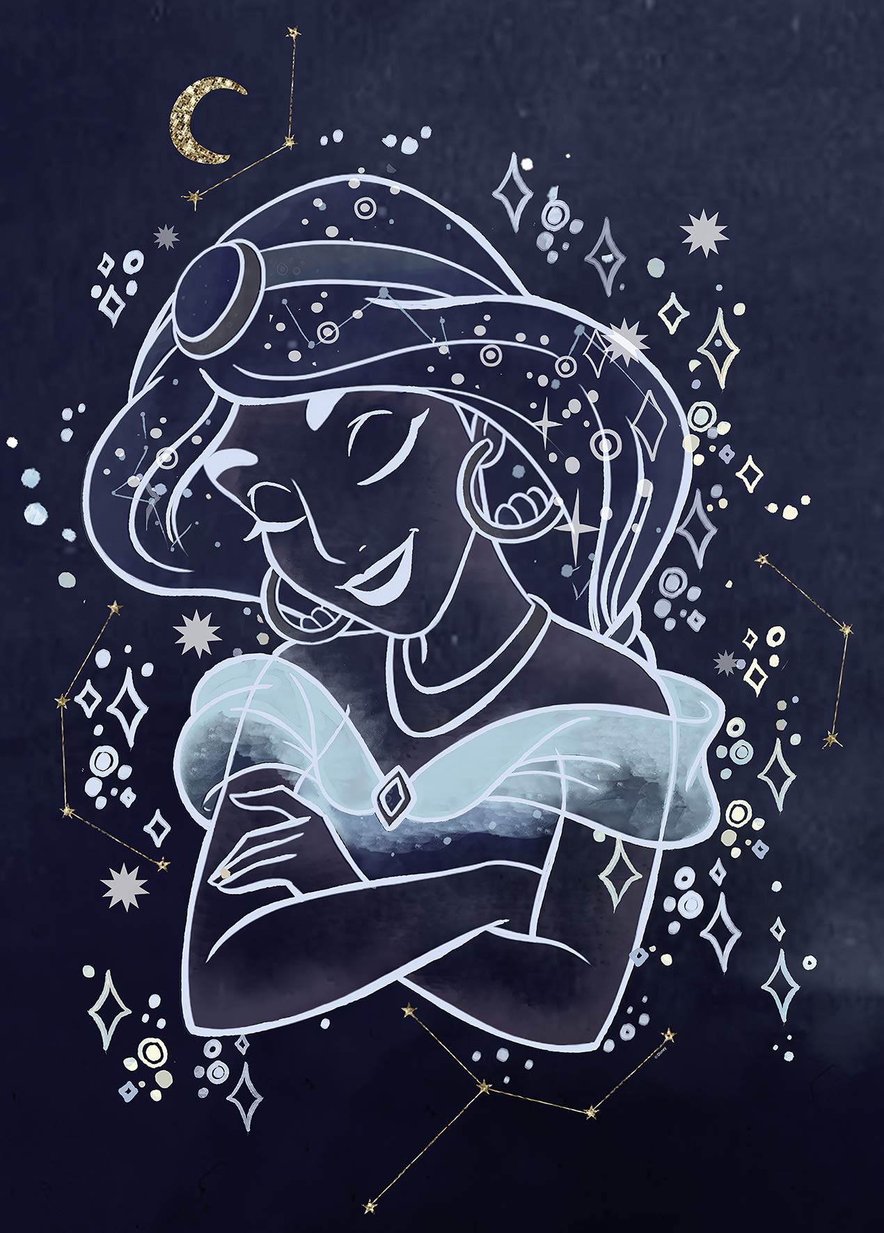 Komar Disney Jasmine Dreaming Wall Picture | Children's Room Decoration Art Print | Without Frame | WB085-50x70 | Size: 50 x 70 cm (Width x Height)