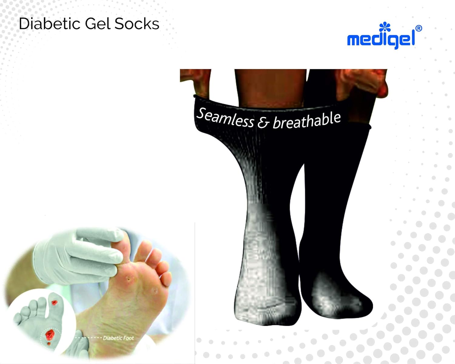 Medigel® Gel Arthritic/Diabetic Socks With Gel Padded Cushion, Seamless