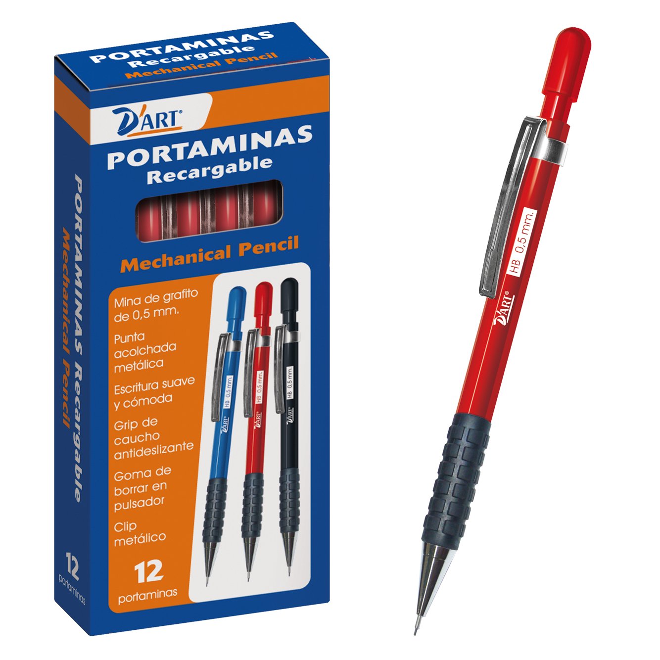 D'Art 79430 Box of 12 Red Mechanical Pencils – 0.5 mm