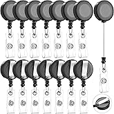 Zonon 100 Pcs Retractable Badge Reel Clip Holder Bulk with Metal Belt Clip Badge ID Card Holder Gifts for Nurses Teachers Students Office Workers School Supplies(Transparent Black)
