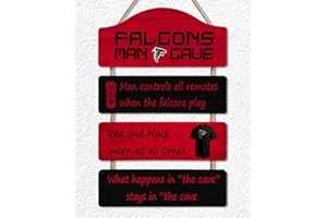 ROMAWALL Football Fans Red Black Design Wooden Sign Hanging Wood Man Cave Plaque for Husband Boys, Rustic Printed Sign Art Wall Decor for Home Living Room Bedroom