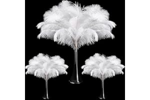 Maitys 90 Pcs Large Natural Ostrich Feathers Bulk 14-16 Inch (35-40cm) 12-14 Inch (30-35cm) 10-12 Inch (25-30cm) Ostrich Feathers Plumes for Centerpieces Wedding(White)