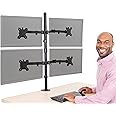 Stand Steady Clamp-On 4 Monitor Mount Desk Stand | Height Adjustable Quad Stand With Full Articulation VESA Mounts | Fits Most LCD/LED Monitors 13-32 Inches | Easy Set-Up