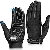 BIKINGMOREOK Bike Cycling Gloves for Men Women,Touchscreen Full Finger Shock-Absorbing 5MM Gel Pads MTB Road Bicycle Gloves for Mountain Biking,Running,Hiking,Outdoor Sports
