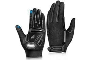 BIKINGMOREOK Bike Cycling Gloves for Men Women,Touchscreen Full Finger Shock-Absorbing 5MM Gel Pads MTB Road Bicycle Gloves for Mountain Biking,Running,Hiking,Outdoor Sports
