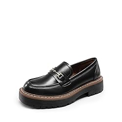DREAM PAIRS Loafers for Women Platform Chunky Heel