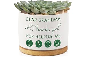 CALIBRON Gifts for Grandma Succulent Pot, Grandma from Granddaughter Ceramic Succulent Plant Pot Birthday for Grandma from Grandchildren (No Plant)