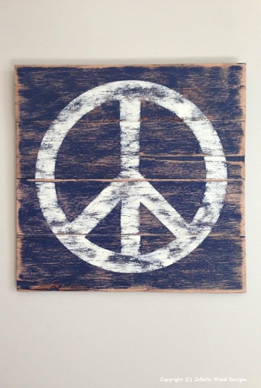 Distressed, Handmade Peace Sign Wood Painting Fits