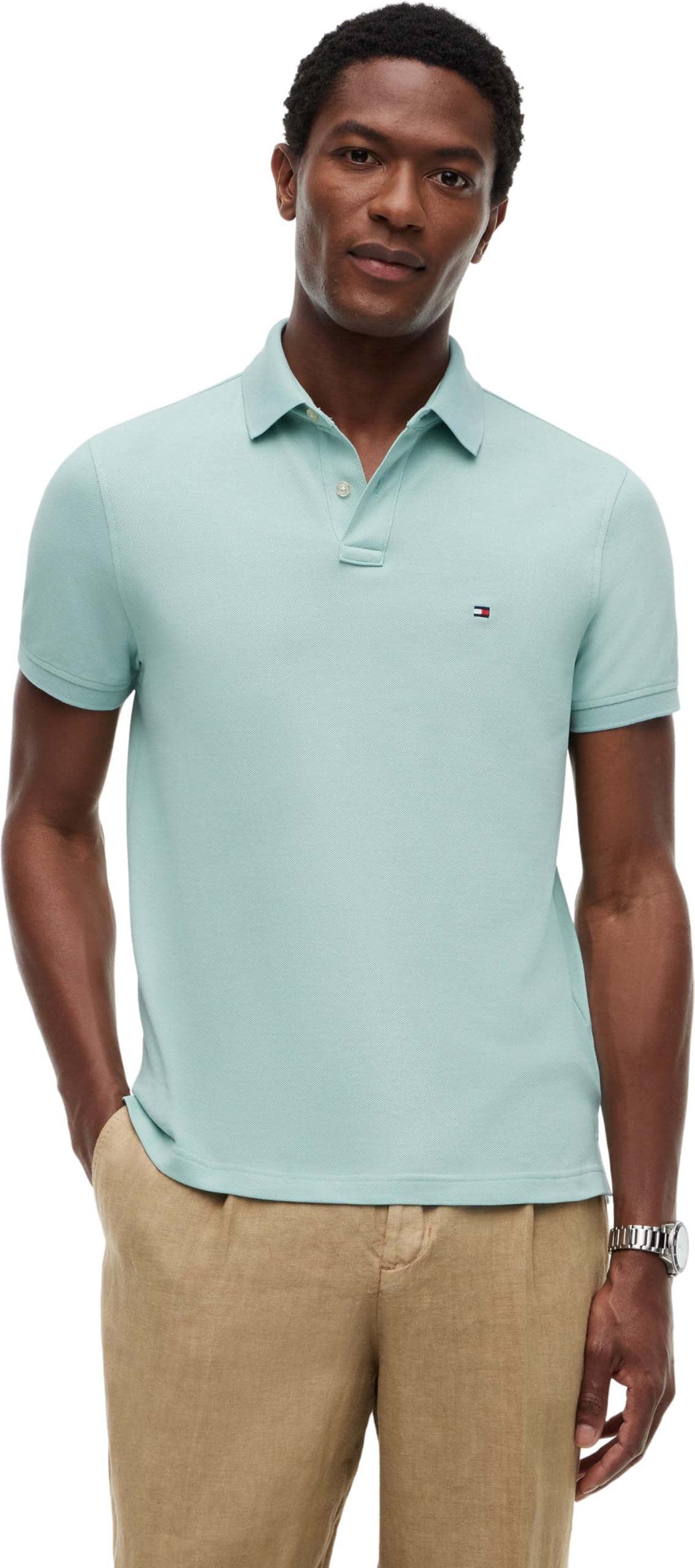 Tommy Hilfiger Herren Poloshirt Kurzarm 1985 Regular Fit, Grün (Crushed Mint), L