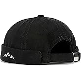 Malaxlx Mens Docker Cap – Brimless Beanie Skull Cap Retro Rolled Cuff Adjustable Cotton