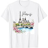 Vibrant Paris, France Watercolor Souvenir T-Shirt
