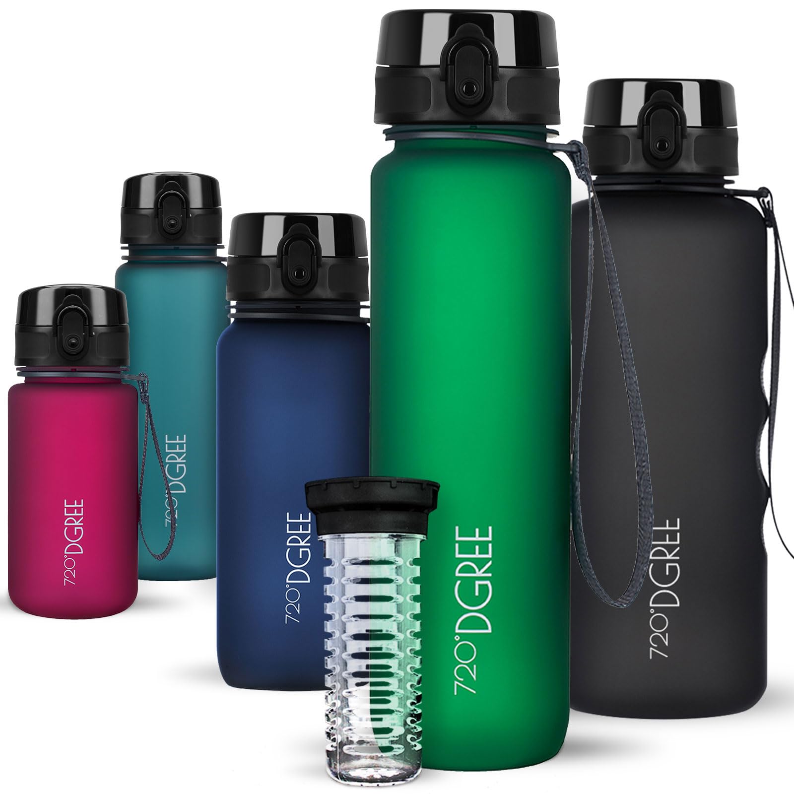 720°DGREE Water Bottle “uberBottle“ - 1 L softTouch +Fruit-Infuser - BPA-Free Tritan, Leakproof, Reusable Drinking Bottle - Sports Bottle for Gym, Running, Fitness, Cycling, Travel, School & Office