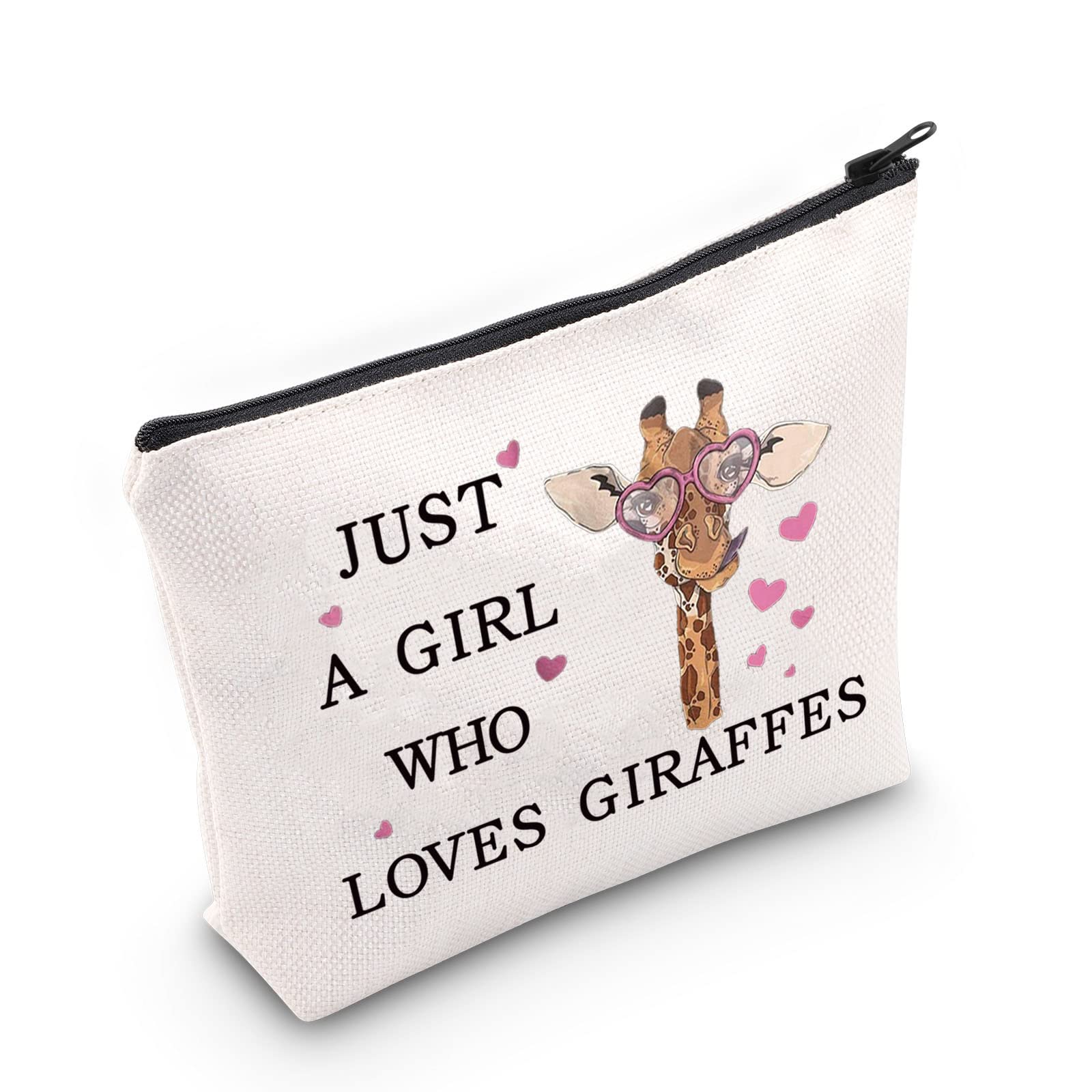 LEVLO Funny Cosmetic Bag - Animal Lover Gift - Just A Girl Who Loves Giraffes Makeup Zipper Pouch Bag, Loves Giraffe Black, Cosmetic Bag, Who Loves Giraffes, Makeup Bag