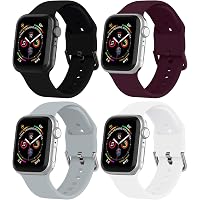 CCnutri Compatible for Apple Watch Band 38mm 40mm 42mm 44mm, Soft Silicone Replacement Bands with Color Clasp for Apple…