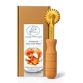La Gondola Homemade Pasta Cutter - Festooned Wheel | Italian Pasta Making Tool for Home and Business | Brass &amp; Natural Wood | Safe &amp; Easy to Use Pasta Cutting Tool | Ravioli Cutter Made in Italy