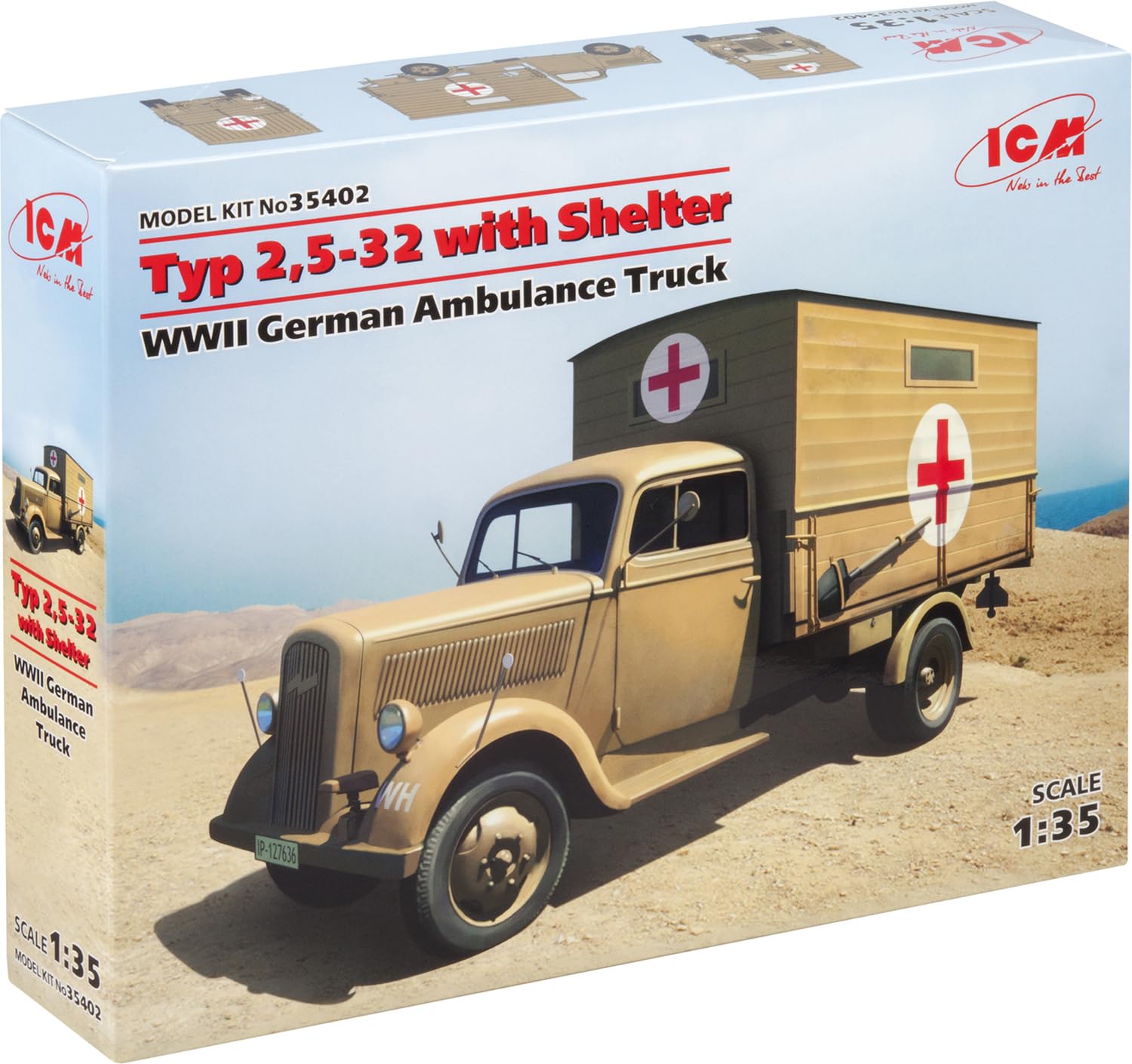 ICM 035402-1/35 Opel Blitz Type 2.5-32 Ambulance Plastic Model Kit