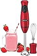 BELLA Immersion Hand Blender with Whisk Attachment, Quickly Mixes Sauces, Purees Soups, Smoothies & Dips, BPA-Free, Easy To Clean, Stainless Steel/Red
