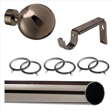 Trade Packed 28mm Curtain Pole 360cm Black Nickel With Rings For