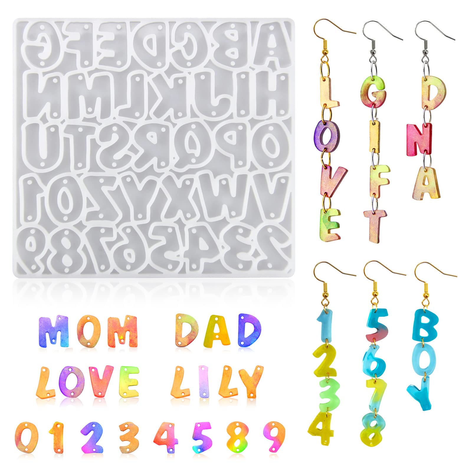 Photo 1 of **MAJOR DAMAGE**
Smays Resin Earring Molds for DIY Jewelry Making - Alphabet Letter & Number Silicone Molds for Epoxy Resin Crafts, Mini Pendant Charms