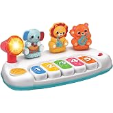 winfun Jungle Pals Piano &ndash; Interactive Baby Animal Band Musical Toy with 5-Note Keyboard, Free Play &amp; Play Along Tunes, Flashing Microphone, Develops Auditory &amp; Motor Skills for Toddlers and Kids