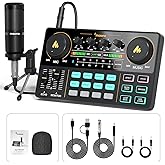 MAONO Podcast Equipment Bundle Audio mixer All-in-One Podcast Production Studio with 3.5mm Microphone for Live Streaming, Pod