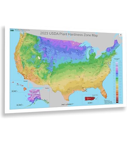 ZONE 図録 Amazon.com: HISTORIX 2023 USDA Plant Hardiness Zone Map Poster