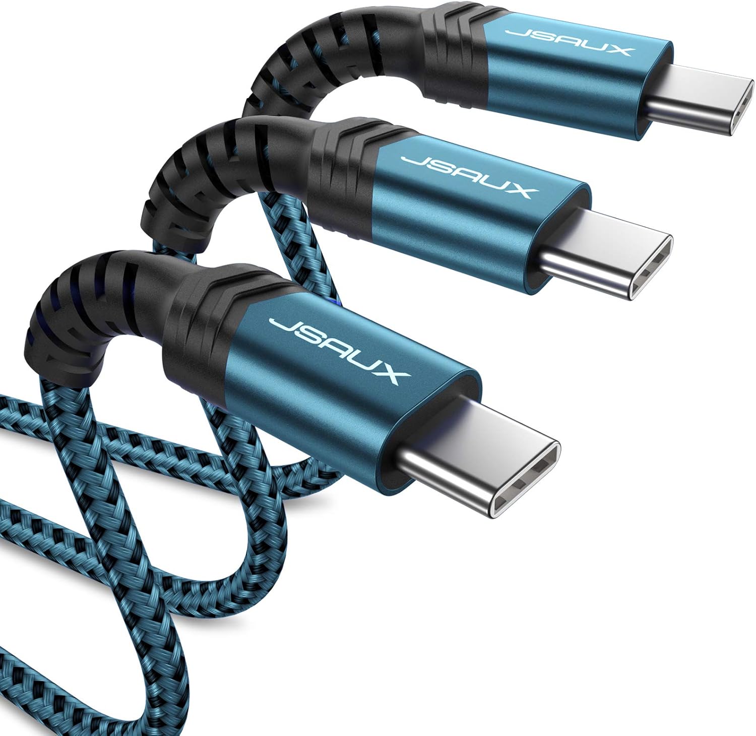 JSAUX USB C to C Cable 60W, 3Pack [10ft+6.6ft+3.3ft ] Type