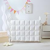 CLoucl Baby Crib Comforter/Duvet/Blanket All Season 100% Natural White Goose Down Filled,Noiseless 500 Thread Count 100% Cotton Fabric 750+Fill Power (White, 41x48in)