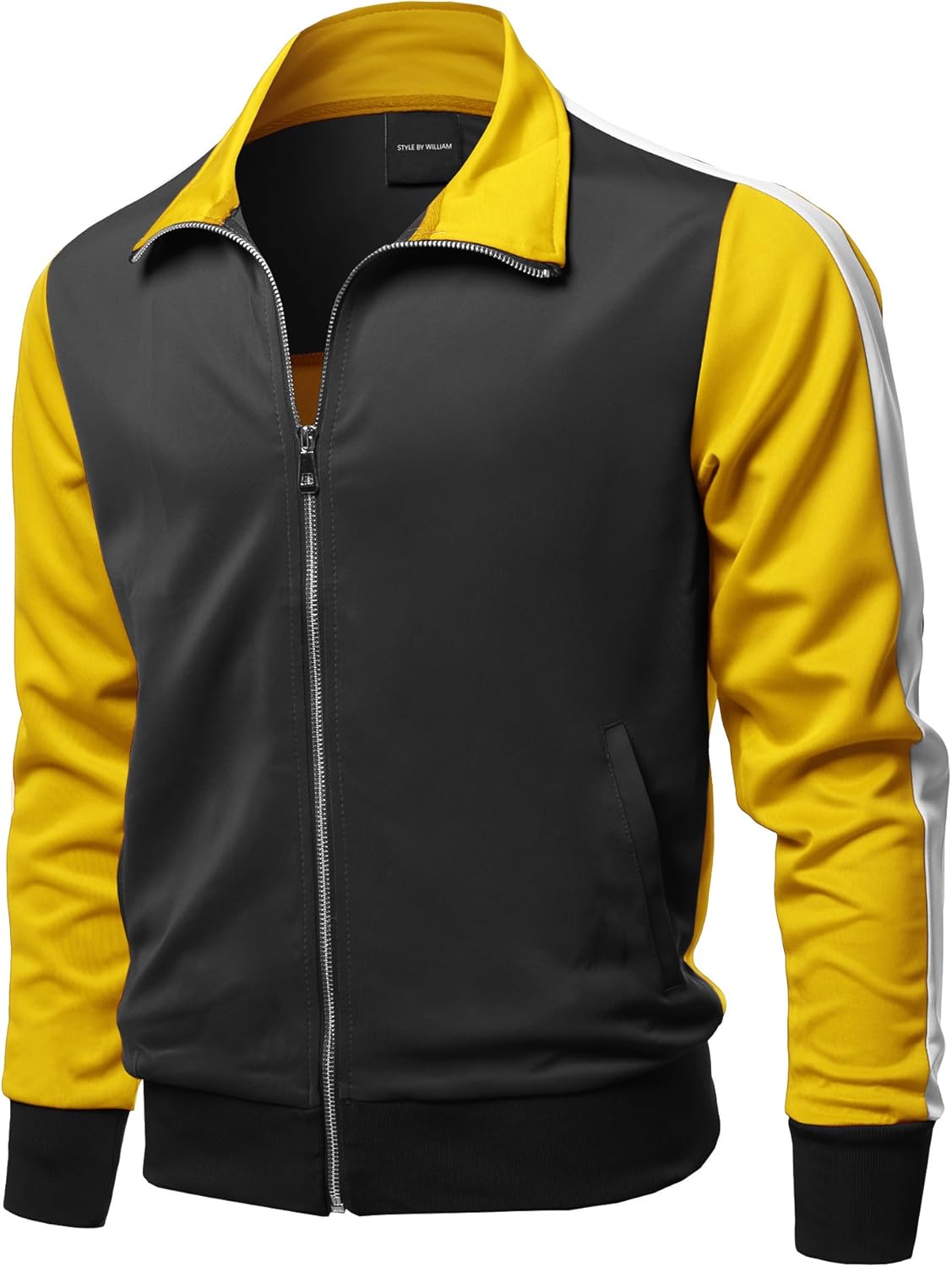 Men's Premium Quality Shoulder Panel Zip-Up Track Jacket at  Men’s Clothing store