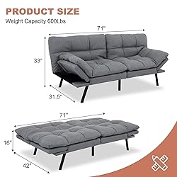 MUUEGM Futon Sofa Bed,Memory Foam Modern