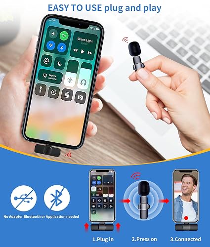 Wireless Lavalier Microphone For IPhone & Android - Noise Cancelling Lapel Mic With Charging Case