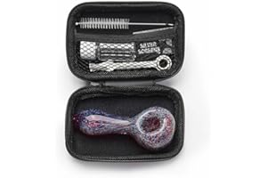 GENERIC 4" Gorgeous Tobacco Pipe Set, Collectible Smoking Pipe with Cleaner Tamper Tool Black Carrying Case, Complete Pipe Accessories Kit(Red)